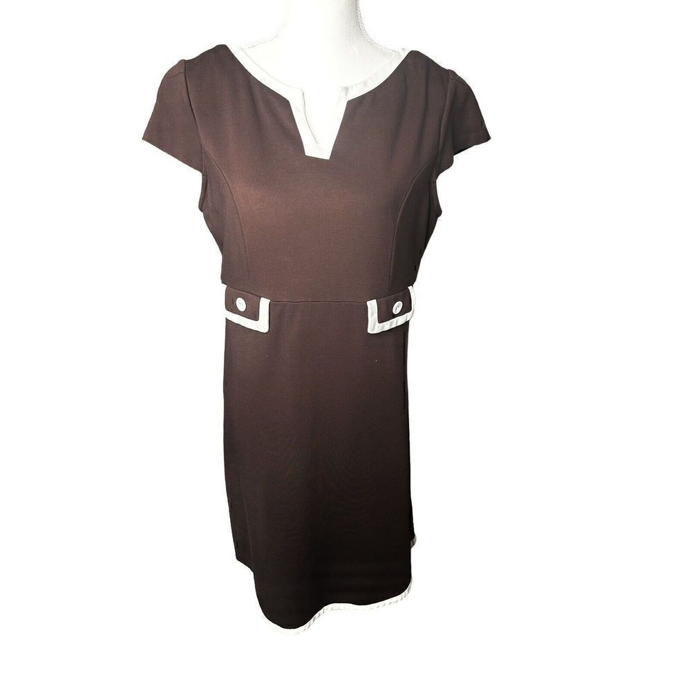 Lilly Pulitzer Cleary V-Neck Brown Lined Cap Sleeve Dress Sz 14